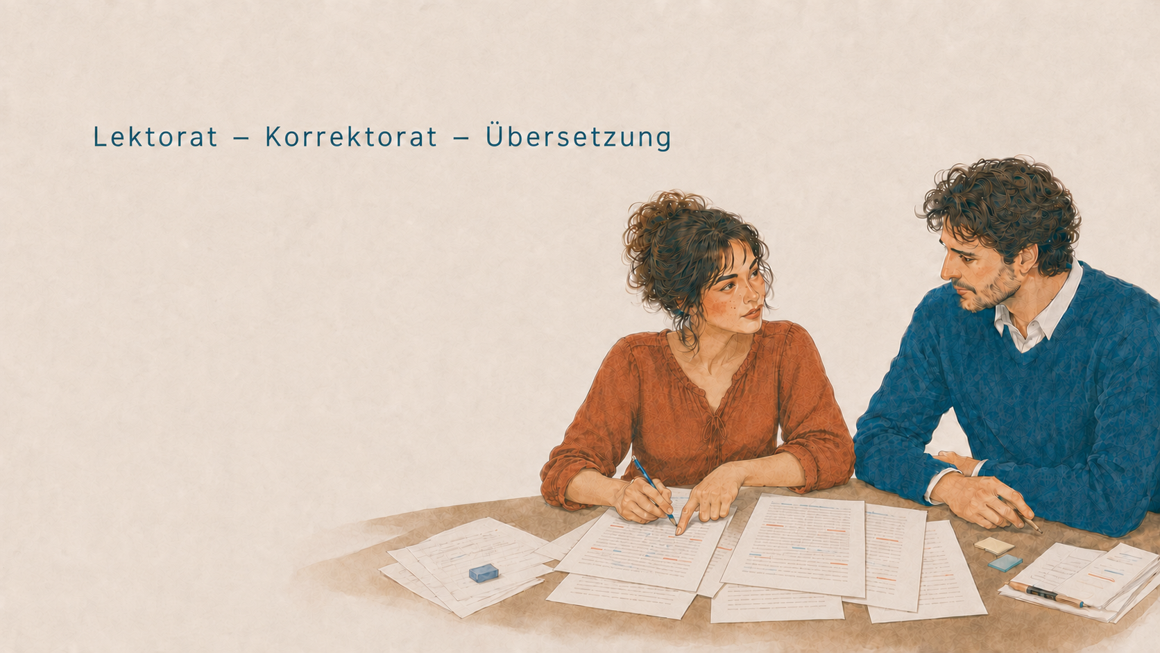Gemeinsame Arbeit an einem Manuskript